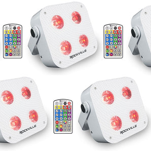 (5) Rockville MINI IR4 White RGBWA+UV DJ Par Wash Up Lights+Wireless DMX+App
