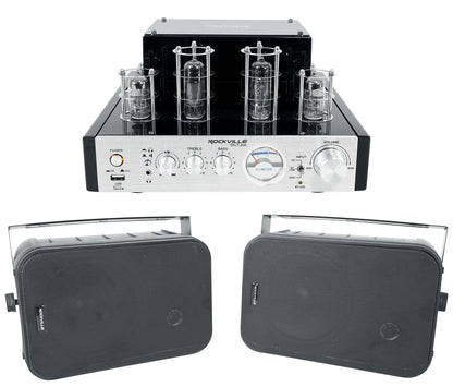 BluTube Tube Amplifier/Home Theater Bluetooth Receiver + 6.5" Black Speakers