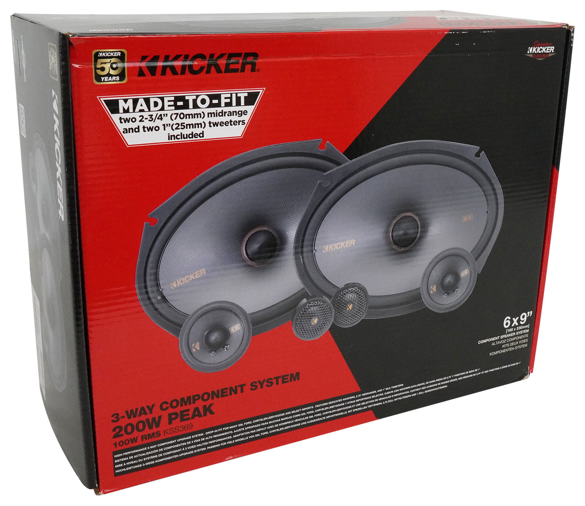2) Kicker 51KSS369 6x9" + 2.75" 3-Way Car Audio Component Speakers w/1" Tweeters