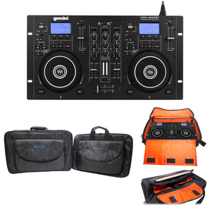 Gemini CDM-4000BT Dual DJ CD/USB Media Player w/Bluetooth/Mixer+Case+Gear Bag