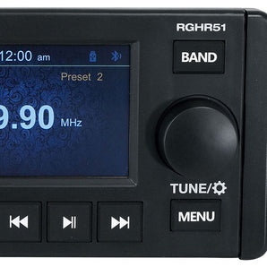 Rockville RGHR51 5 Zone Single Din Marine Receiver Bluetooth/Radio/Wired Remote