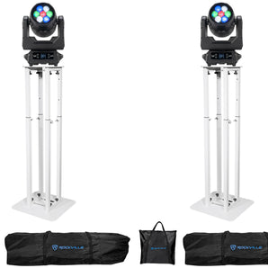(2) American DJ HYDRO WASHX7 RGBW Wireless DMX Moving Head Lights+Totem Stands