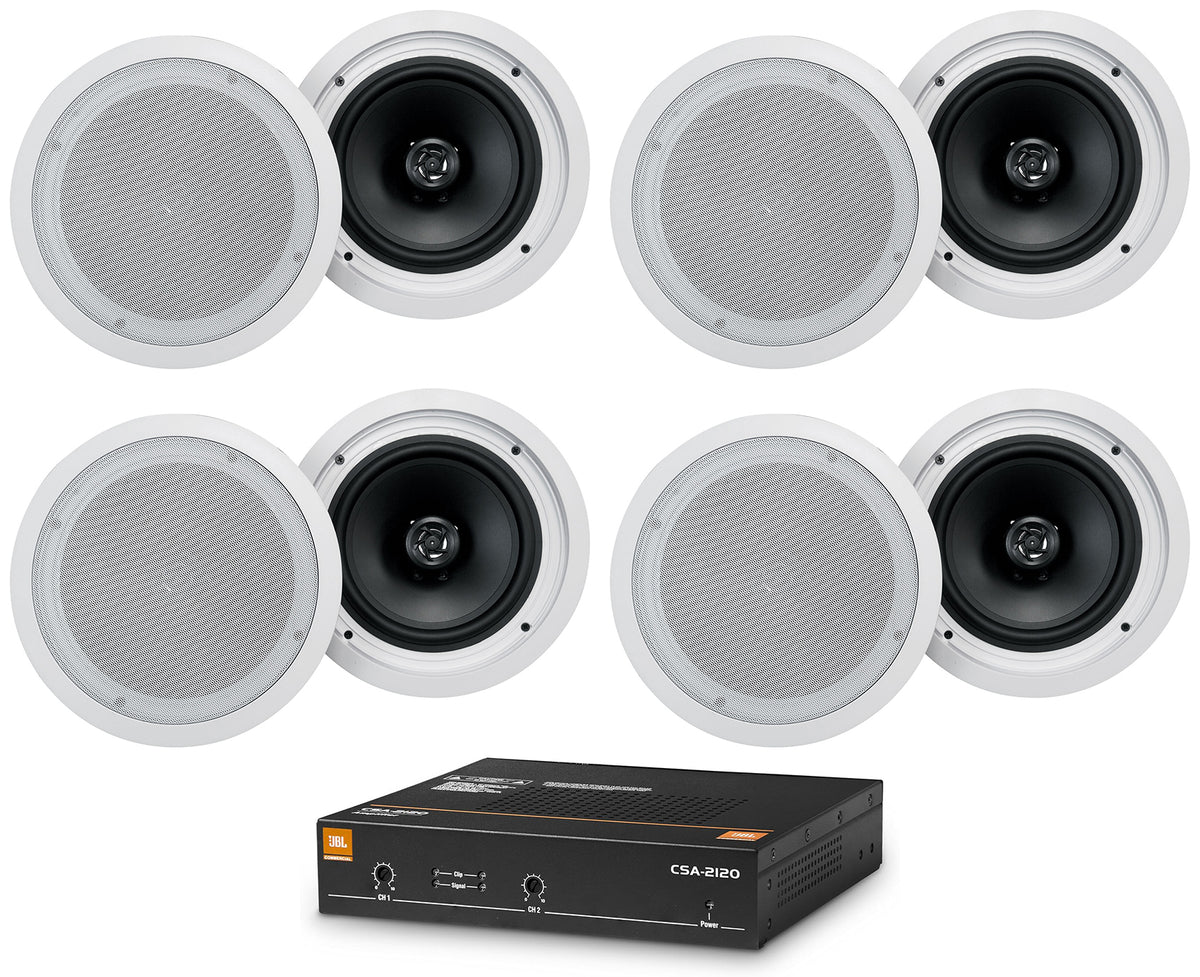 CSA 2120 Commercial Amplifier + (8) White 8" In-Ceiling Speakers