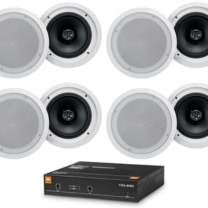 JBL CSA 2120 Commercial Amplifier Amp+(8) 8" White Ceiling Speakers 4 Restaurant