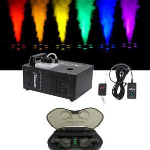 Chauvet DJ Geyser T6 Fog Machine Fogger w/ LED RGB Light Effect+Cyberbuds