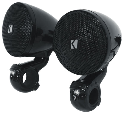 2) Kicker 47PSMB32 3" 100w PSM Motorcycle/ATV Handlebar Speakers in Black PSMB32