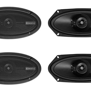 (4) Memphis Audio PRX410 4x10" 100 Watt 2-way Car Speakers w/Pivot Tweeters