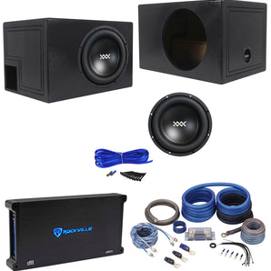 RE Audio XXX12D4 V2 12" 2000W Subwoofer+Vented Enclosure+Mono Amplifier+Amp Kit