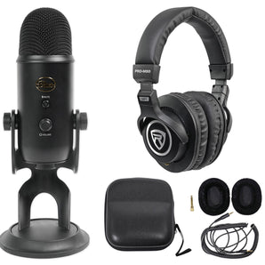 Yeti Blackout Studio Gaming Twitch Recording Game Microphone+Monitor Headphones