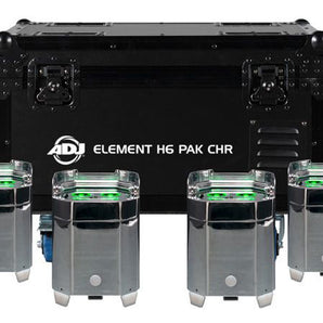 American DJ Element H6 Pak Chr (6) RGBAW+UV Outdoor Wireless DMX Wash Up-Lights