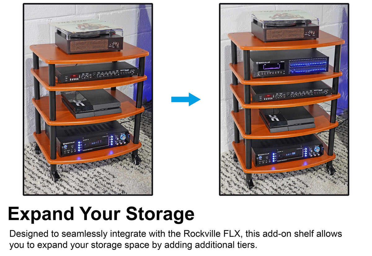 FLX Classic Wood 4-Shelf + Classic Wood Add-On Shelf Bundle