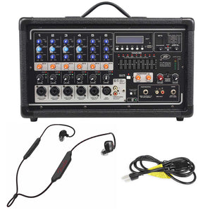 Peavey Pvi6500 6-Channel Powered Live Sound Mixer w/ Bluetooth+Fender Earbuds