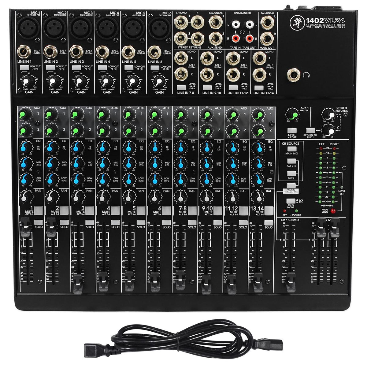 1402VLZ4 Mixer with Travel Bag, (6) Cables, and Microphone