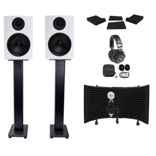 APM6W 6.5" 350W Studio Monitors+Stands+Pads+Headphones+Mic+Shield