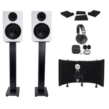 APM6W 6.5" 350W Studio Monitors+Stands+Pads+Headphones+Mic+Shield