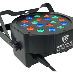 Rockville BATTERY PAR 50 Rechargeable LED DMX DJ Club Wash Up-Light w/ Remote