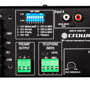 Crown 160MA Commercial/Restaurant 4 Input 60 Watt 70V Volt 8 Ohm Mixer Amplifier