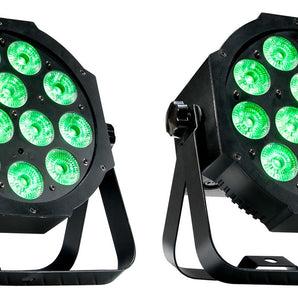 (2) Eliminator ADJ MEGA 64 PROFILE EP DMX RGB+UV LED Club DJ Par Wash Up-Lights