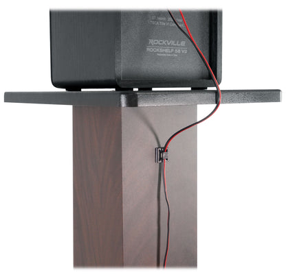 RockShelf 68D Dark Wood 6.5" Bookshelf Speakers+36" Stands+Rack