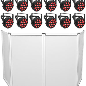 12) Chauvet DJ SLIMPAR T12 BT ILS Wireless Par Wash Up-Lights w/Bluetooth+Facade