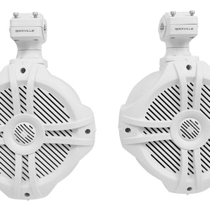 Pair Rockville RWB70W White 6.5" 250 Watt Marine Wakeboard 360° Swivel Tower Speakers