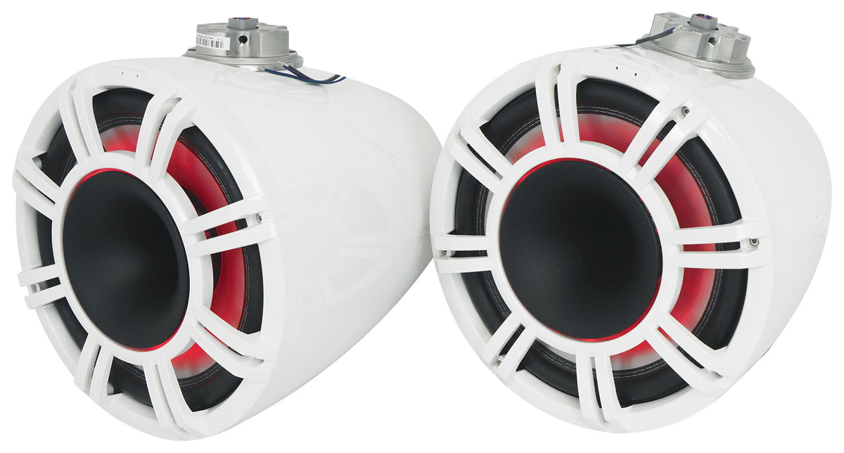 Pair KICKER 47KMFC11W 11" Marine Horn Loaded Flat Mount Tower Speakers KMFC11W