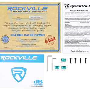 Rockville dB25 2800 Watt/700w RMS 2 Channel Car Amplifier+Memphis Audio Amp Kit