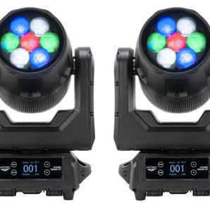 (2) American DJ HYDRO WASHX7 Outdoor Rated RGBW Wireless DMX Moving Head Lights