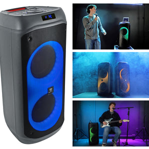 Rockville BASS PARTY 8 Dual 8 inch Portable Battery LED Party Bluetooth Speaker