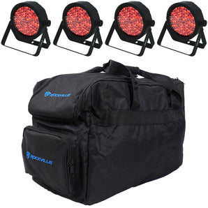 (4) Chauvet DJ SLIMPAR 56 ILS DMX RGB LED Par Wash Up-Lights+Carry Bag