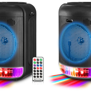 (2) Technical Pro LIT8 Portable 8" Bluetooth LED Party Speakers w/ Wireless Link