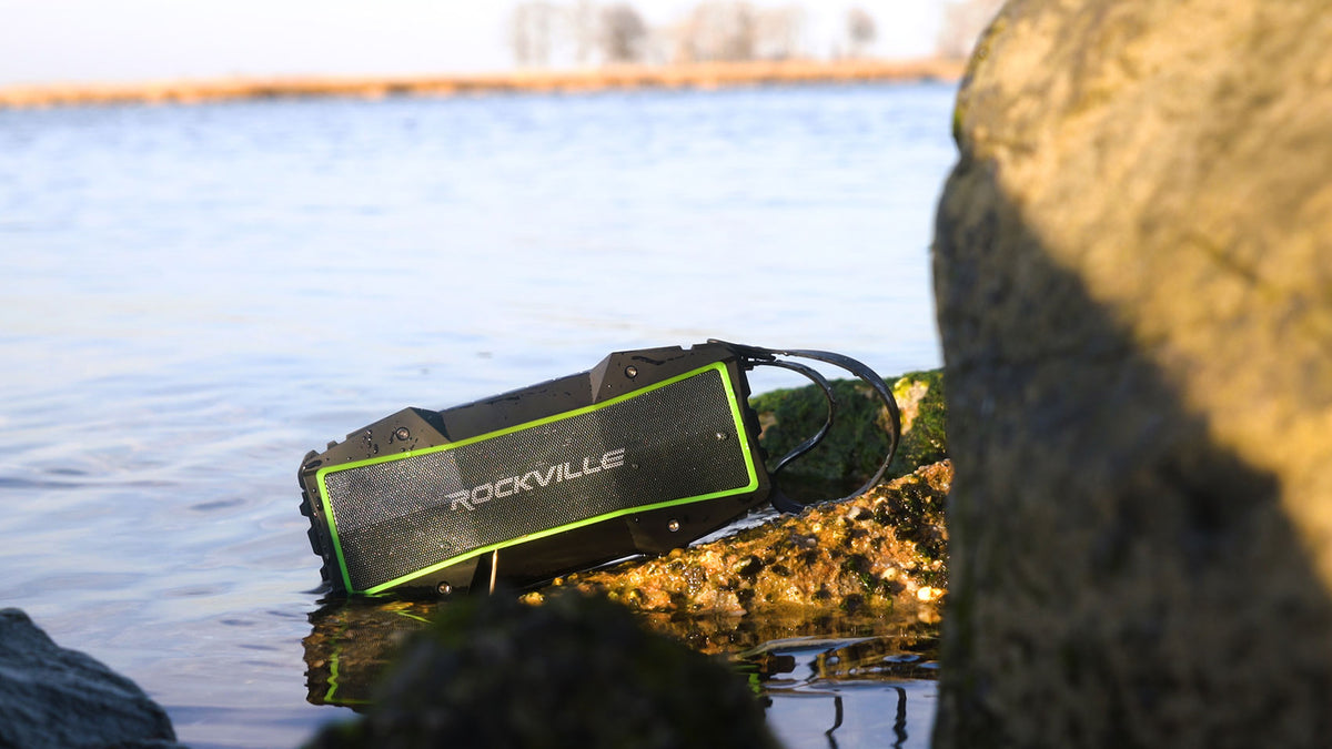 CompRT 1000W 12" Shallow Subwoofer + ROCK EVERYWHERE Portable Bluetooth Speaker