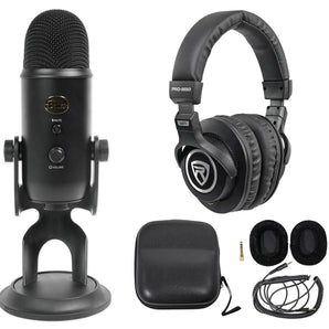 Yeti Blackout Studio Podcasting Podcast Recording Microphone+Monitor Headphones