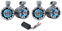 (4) 5.25" LED Silver Tower Speakers and PS40 Bluetooth Amp For ATV/UTV/RZR