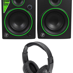 (2) Mackie CR4 4" Creative Reference Multimedia Monitors+Headphones