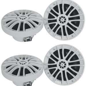 (4) Rockville RM-PREMIUM-65 WHITE 6.5" 600w Marine Boat Speakers - Crisp Sound!