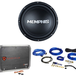 Memphis Audio SRX1240V 12" 300w RMS SVC 4 Ohm Car Subwoofer+Amplifier+Amp Kit