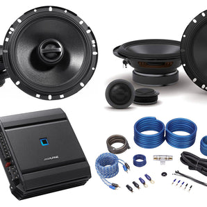 Pair ALPINE S-S65 240w 6.5" Coaxial+Pair Component Speakers+Alpine Amplifier