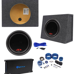 Alpine SWR-T12 12" 1800w Shallow Slim Subwoofer+Sealed Box+Amplifier+Amp Kit