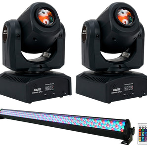 (2) American DJ ADJ STINGER SPOT DMX Mini Moving GOBO Beam Lights+ROCKSTRIP