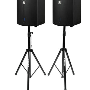 2 Avante Audio A10X 1000 Watt 10" 2-Way Powered DJ PA Speakers+Stands+Cables+Bag