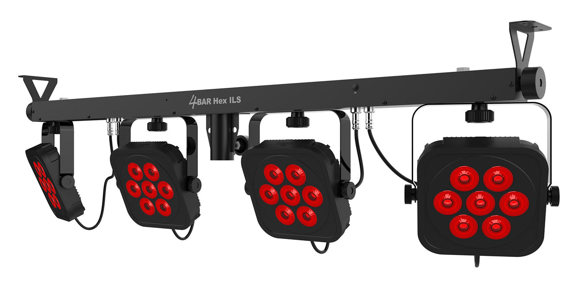 Chauvet DJ 4BAR HEX ILS RGBAW+UV LED Wash Lighting System w/Stand+Footswitch+Bag