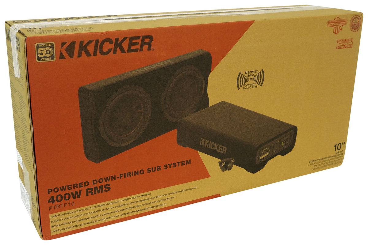 Kicker 51PTRTP10 TRTP 10" 500w Powered Down-Fire Subwoofer+Enclosure Box PTRTP10