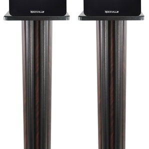 (2) Rockville RockShelf 64D 400w Dark Wood 6.5" Bookshelf Speakers+36" Stands