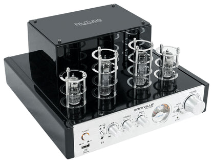 BluTube Tube Amplifier/Home Theater Bluetooth Receiver + 6.5" Black Speakers