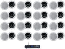 Rock Zone 8 Channel Multi Room Receiver+(32) 8" White Ceiling Speakers