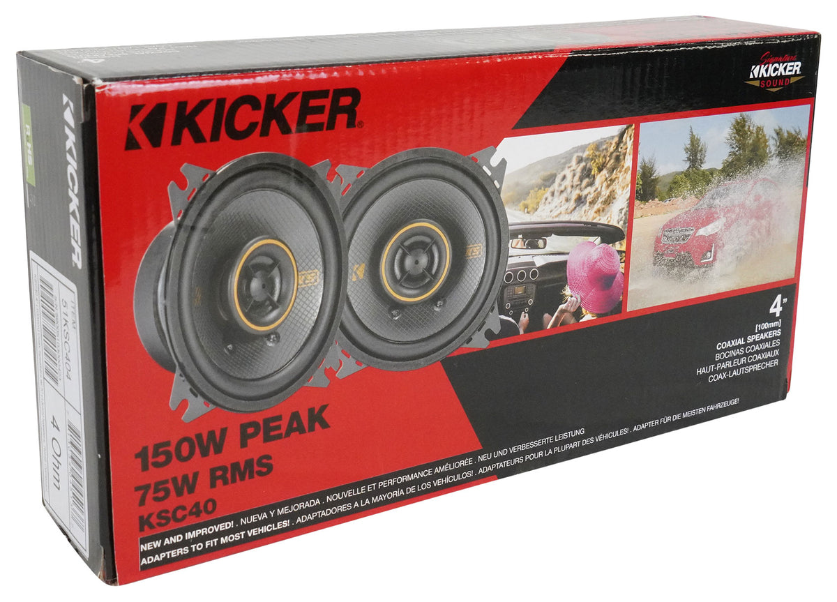 Pair Kicker 51KSC404 4" 75 Watt RMS Car Audio Speakers KSC404 KSC40