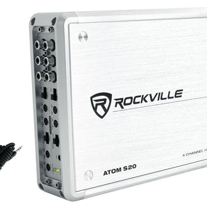 Rockville ATOM S20 Marine Bluetooth Amplifier 1600w 4 Channel/Volt Meter+PA Mic