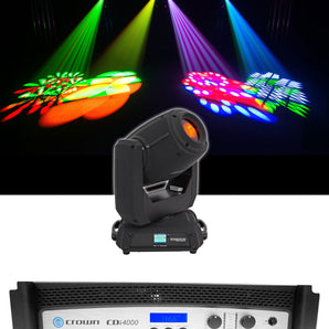 Crown CDi4000 2-Ch 1200w Amplifier+Chauvet Intimidator Spot Moving Head Light