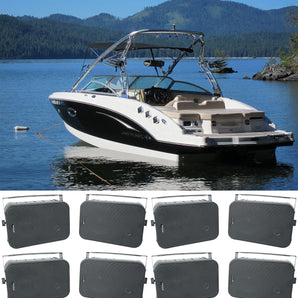 (8) Rockville HP65S 6.5" Black Marine Box Speakers with Swivel Bracket For Boats